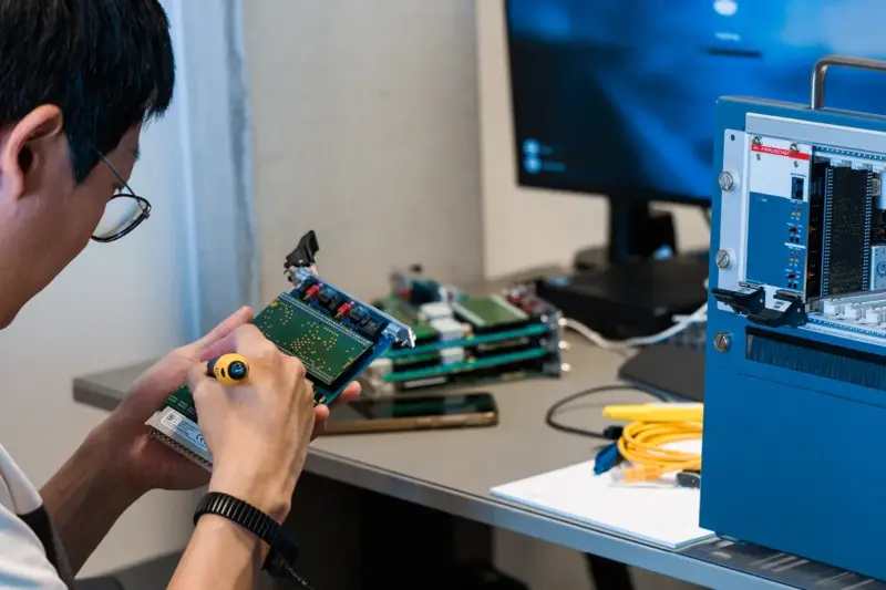 Man working on device