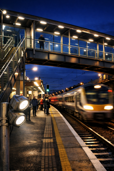 A footbridge illuminated by i-vision lighting