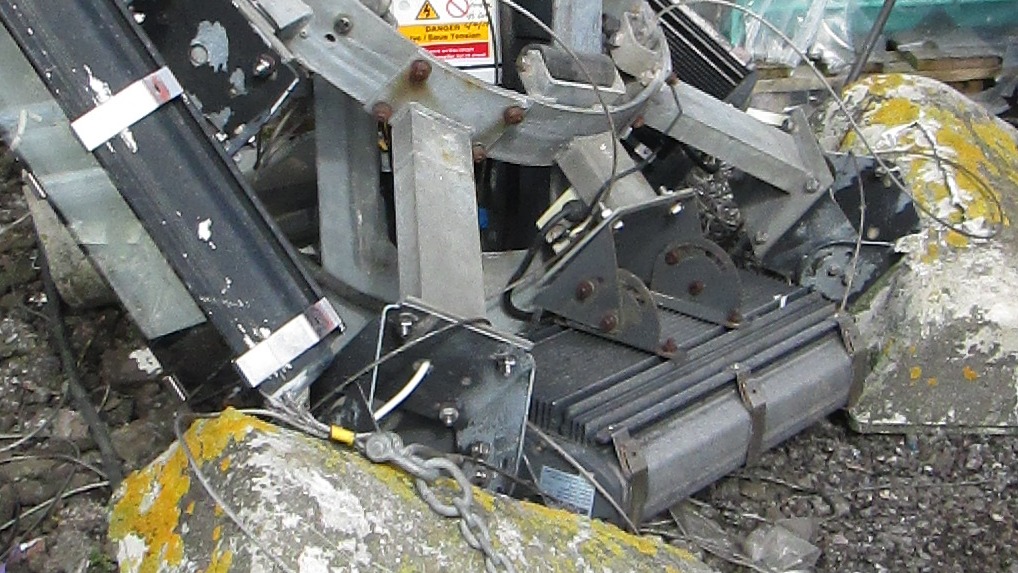 A closeup of a lighting mast