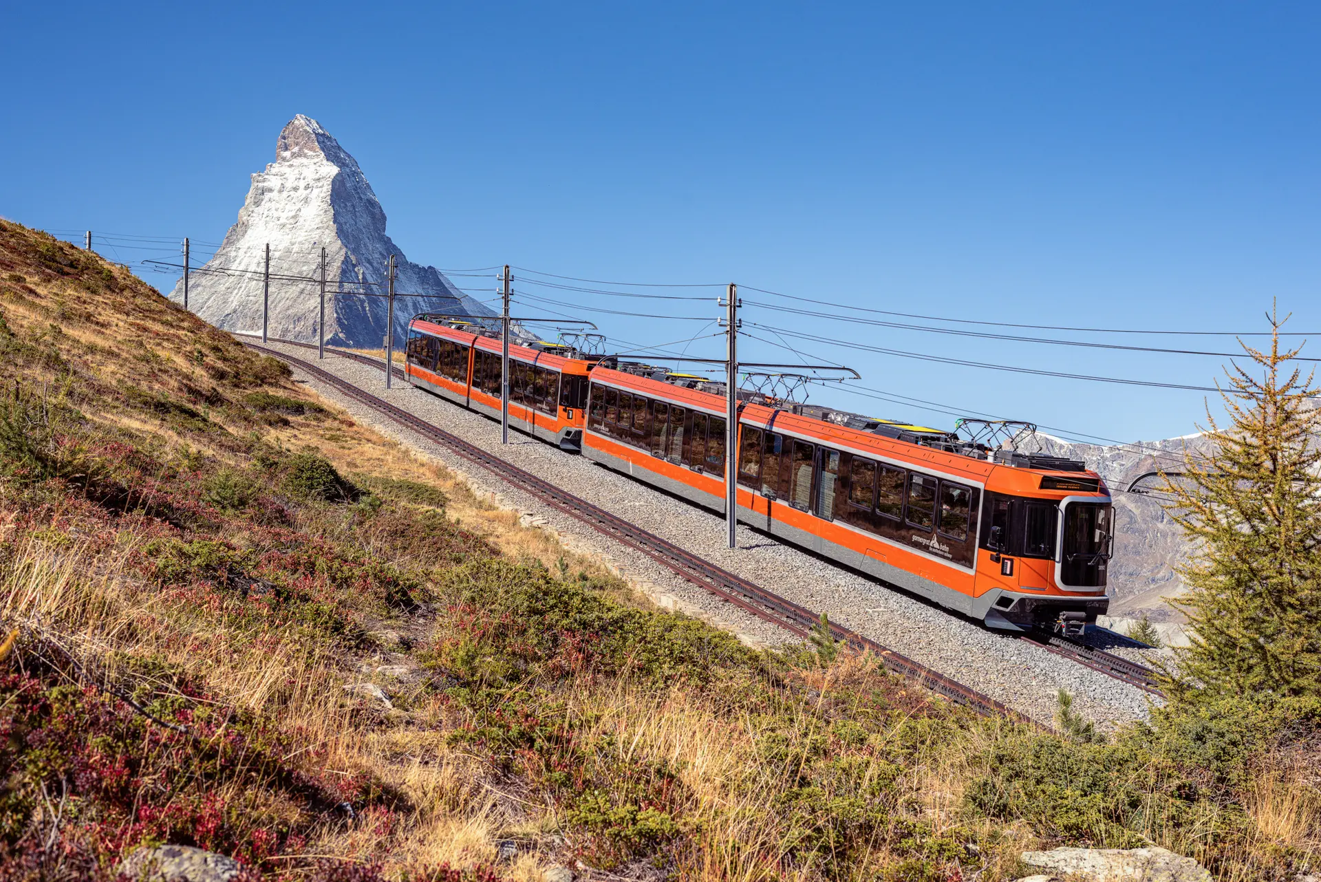 A POLARIS train travelling by the Matterhorn