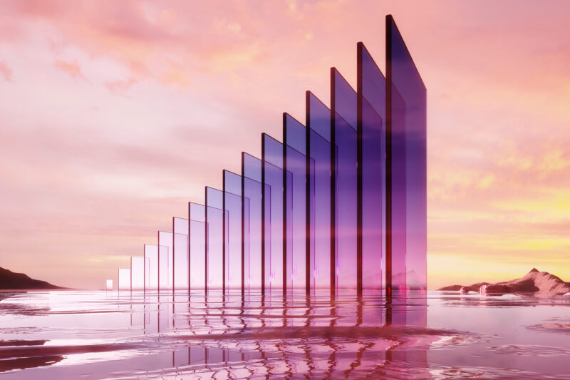 Abstract growing bar graph in nature.