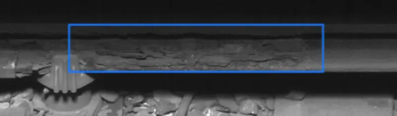 Conductor rail corrosion automatically detected on the AIVR Platform – identified and flagged remotely for targeted maintenance planning.