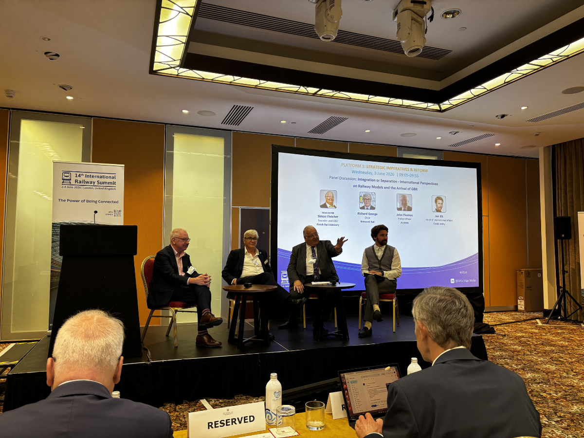 A panel discussion on Great British Railways taking place at the International Railway Summit