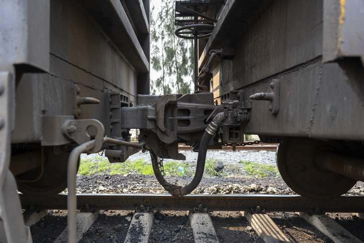 Close up of a train transporting coal
