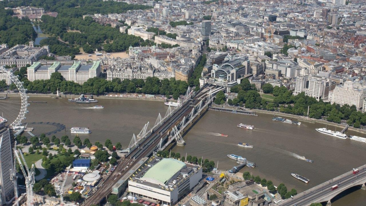 Aerial shot of Charing Cross station
