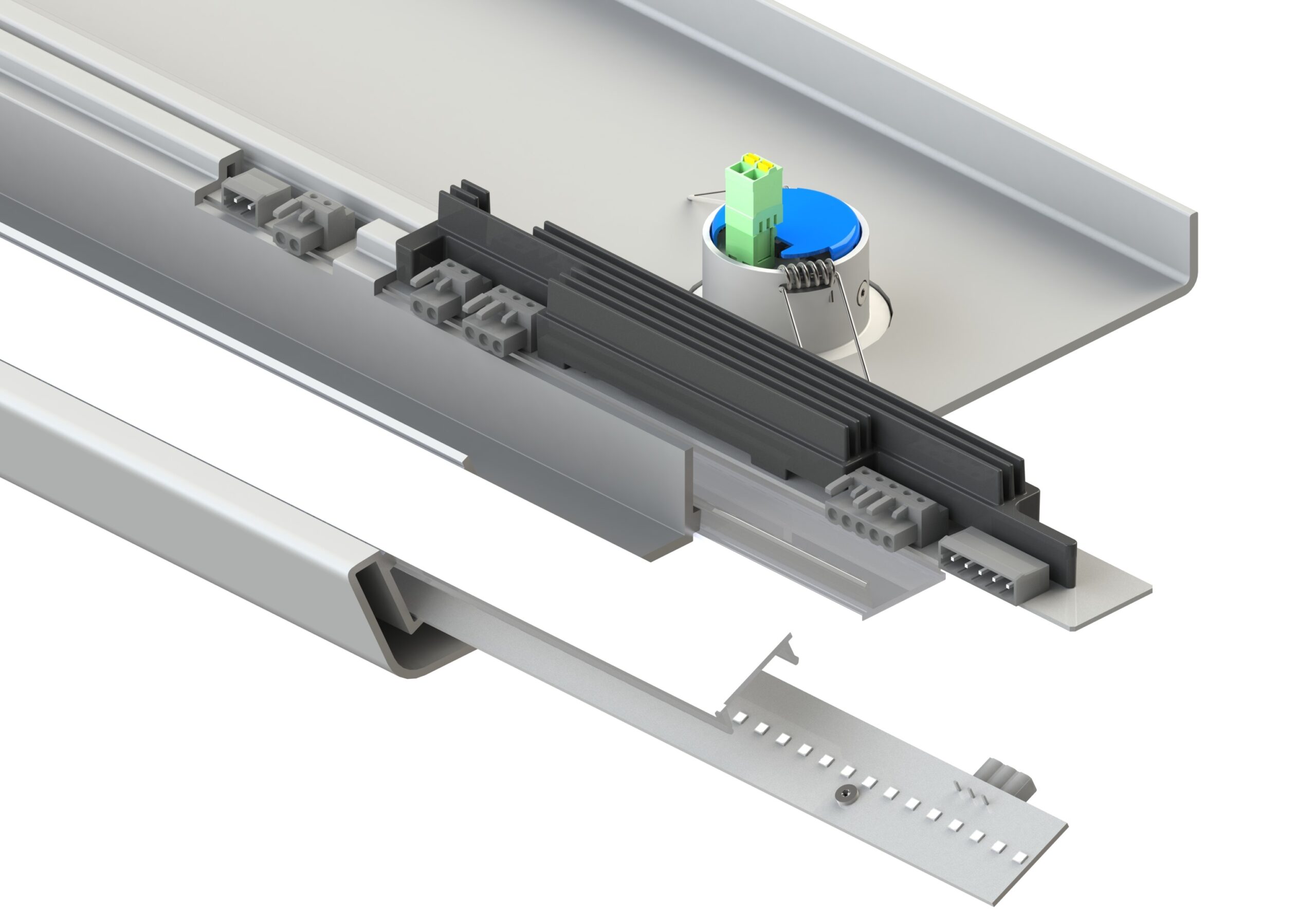 Mechanical structure of a SCHURTER TrenoLux smart interior lighting system