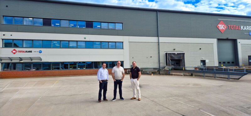 Totalkare directors Ralph Green, Karl Sharples and Lester Sharples standing outside the Totalkare facility in the UK