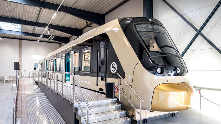 A mocked-up Adessia Stream train will be on display inside the exhibition