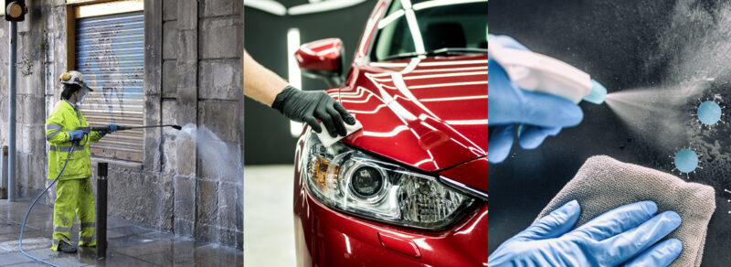 Blue & Green solutions for Cleaning, Protecting and Disinfecting