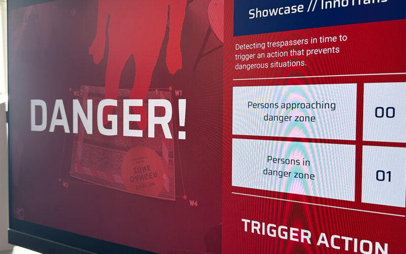 Person walking in the track zone detected by ZÖLLNER's AI-powered trespass detection system