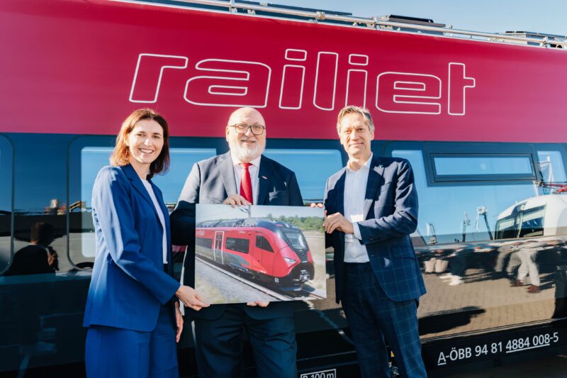 The new ÖBB Railjet M on display at InnoTrans 2026 in Berlin, where Siemens Mobility gave the train its world premiere