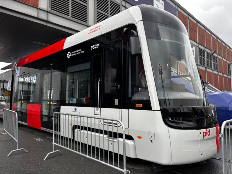 Front view of SKODA Prague tram