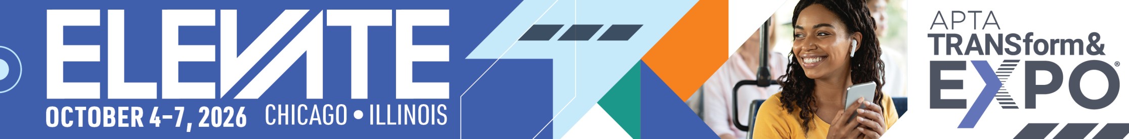 APTA TRANSform & EXPO 2026 Elevate banner, October 4 to 7, 2026, Chicago, Illinois