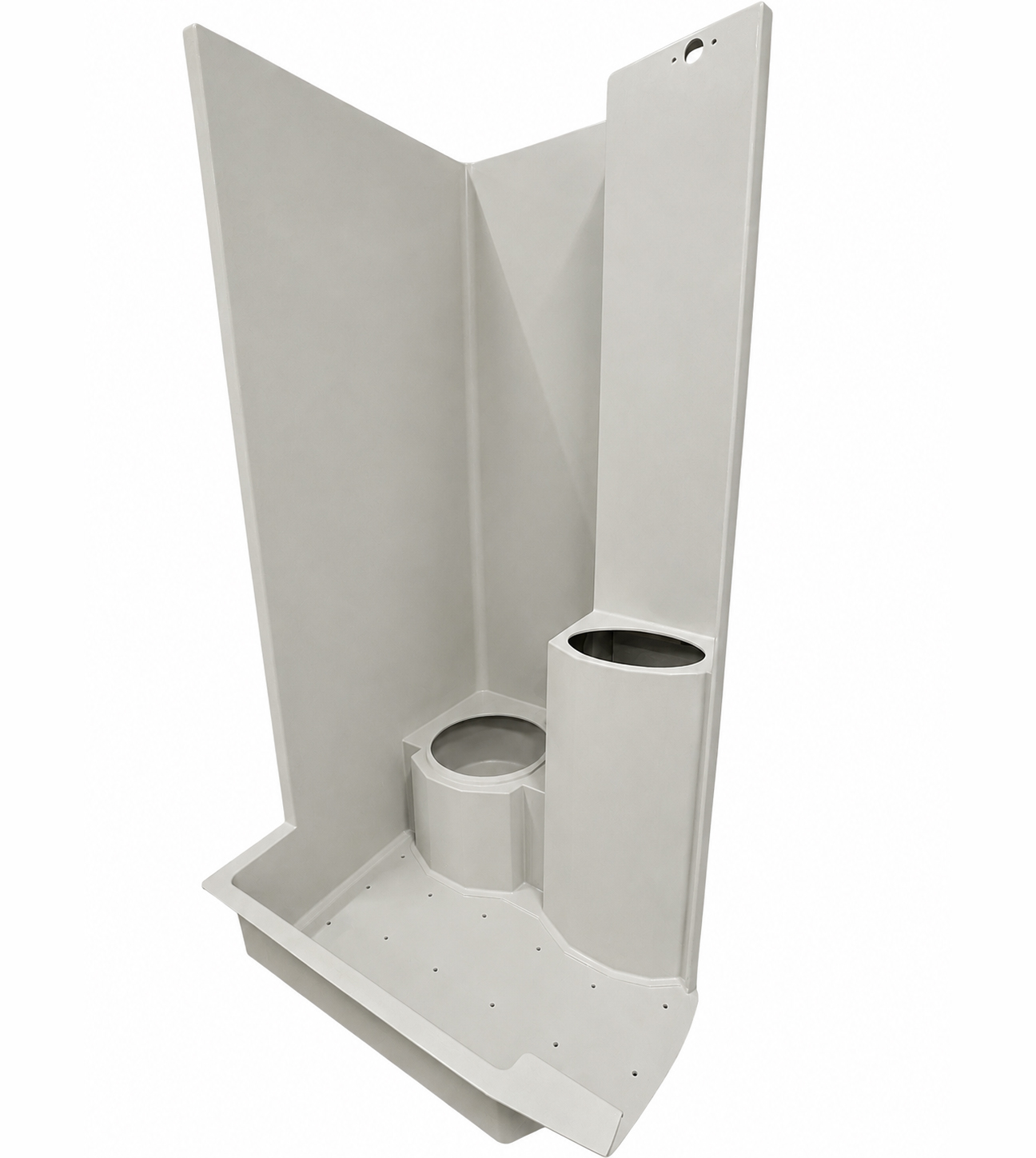 Complete FRP washroom unit with integrated toilet and sink pedestals made by INPS