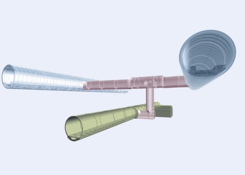 Upgrading to a service tunnel paves the way for more efficient maintenance and greater reliability in future rail operationsA visual of the tunnel layout using coloured tubes 